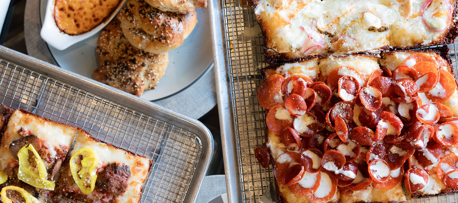 Various Food On Trays